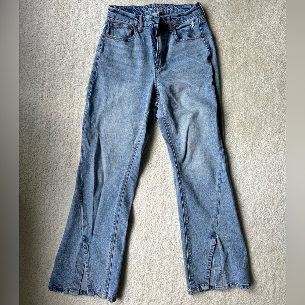AE Blue Women's Jeans with Bottom Slit